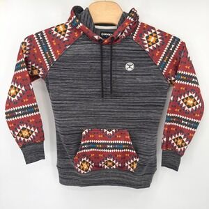 Hooey Hoodie‎ Mens Small Gray Red Southwestern Geometric Space Dye Pullover 5420